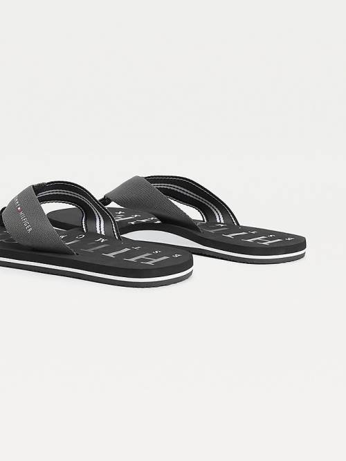 Tommy Hilfiger Logo Flip-Flops Sandalet Erkek Siyah | TH427FRJ