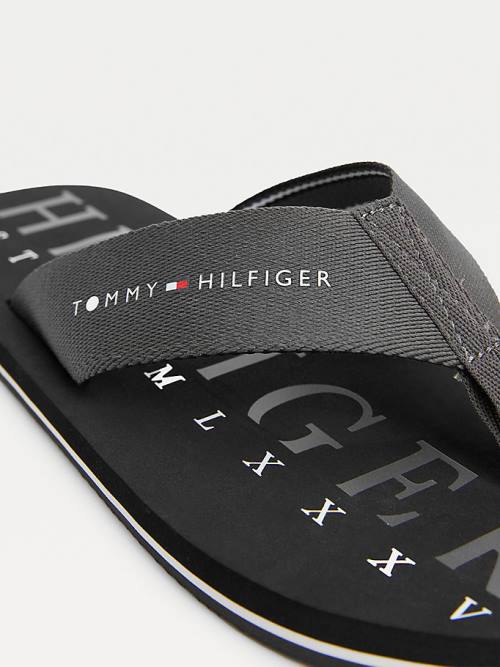 Tommy Hilfiger Logo Flip-Flops Sandalet Erkek Siyah | TH427FRJ