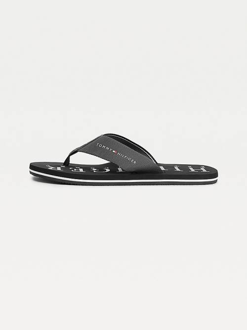 Tommy Hilfiger Logo Flip-Flops Sandalet Erkek Siyah | TH427FRJ