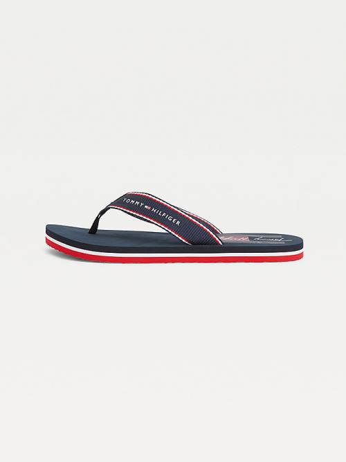 Tommy Hilfiger Logo Flip Flops Sandalet Kadın Mavi | TH907FRH