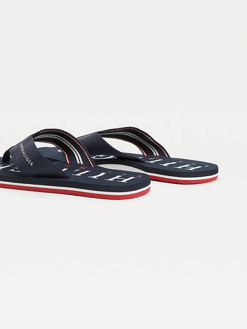 Tommy Hilfiger Logo Flip-Flops Sandalet Erkek Mavi | TH941ERJ