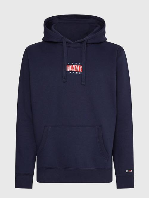 Tommy Hilfiger Logo Kapüşonlu Sweatshirt Erkek Mavi | TH217JCN