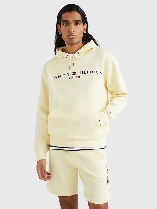 Tommy Hilfiger Logo Kapüşonlu Sweatshirt Erkek Sarı | TH527RHT