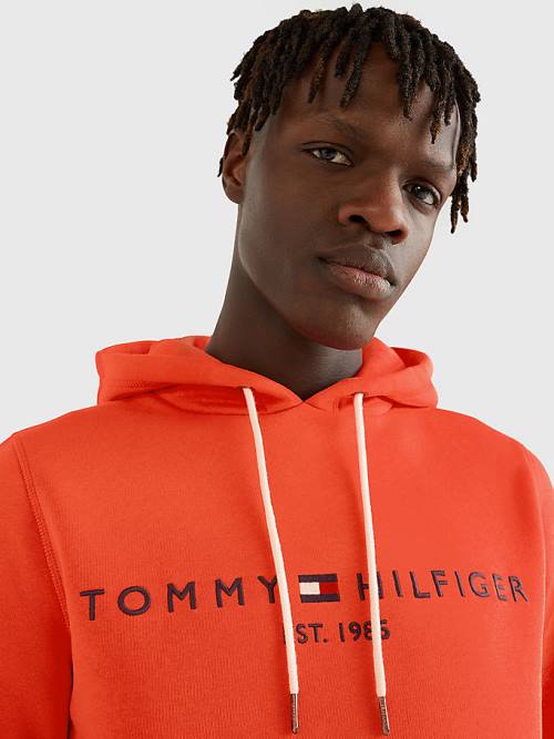 Tommy Hilfiger Logo Kapüşonlu Sweatshirt Erkek Kırmızı | TH716JUR