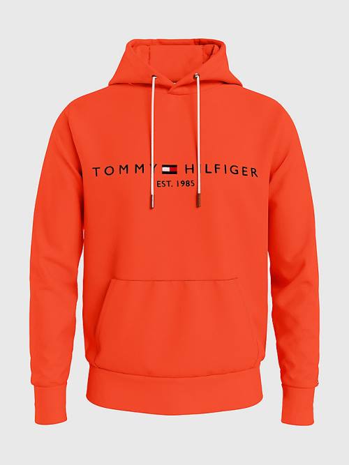 Tommy Hilfiger Logo Kapüşonlu Sweatshirt Erkek Kırmızı | TH716JUR