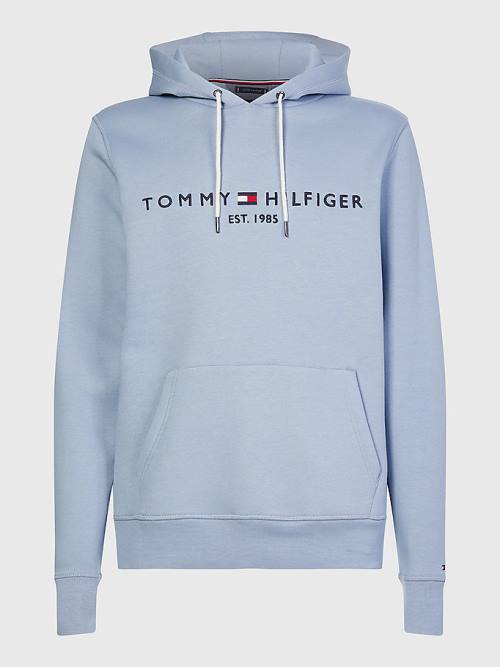 Tommy Hilfiger Logo Kapüşonlu Sweatshirt Erkek Mavi | TH925FVT