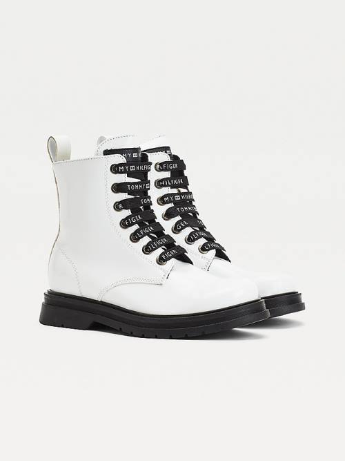 Tommy Hilfiger Logo Laces Krampon Booties Bot Kiz Çocuk Beyaz | TH608TVO