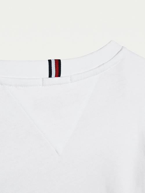 Tommy Hilfiger Logo Long Sleeve Organic Pamuklu Tişört Erkek Çocuk Beyaz | TH257LYA