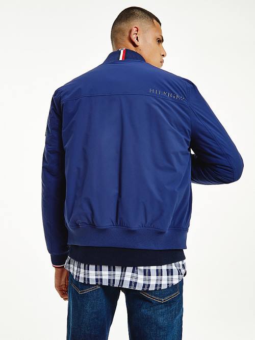 Tommy Hilfiger Logo Patch Bomber Ceket Erkek Mavi | TH093OIG