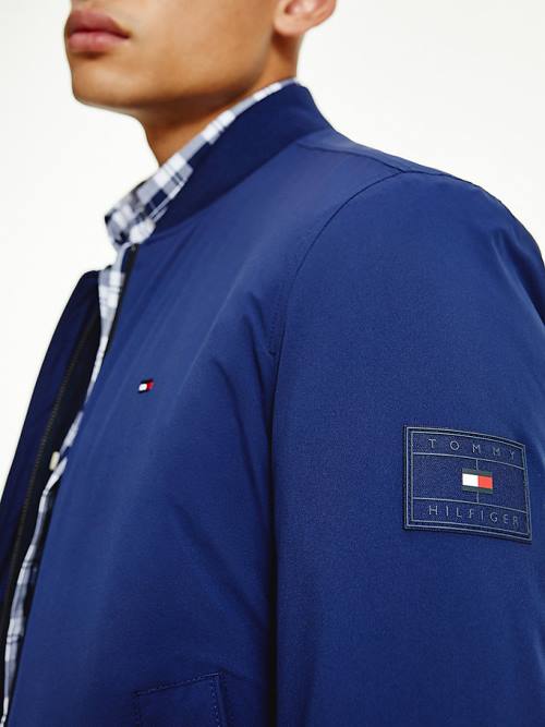 Tommy Hilfiger Logo Patch Bomber Ceket Erkek Mavi | TH093OIG