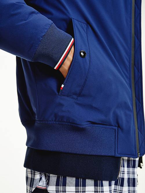 Tommy Hilfiger Logo Patch Bomber Ceket Erkek Mavi | TH093OIG