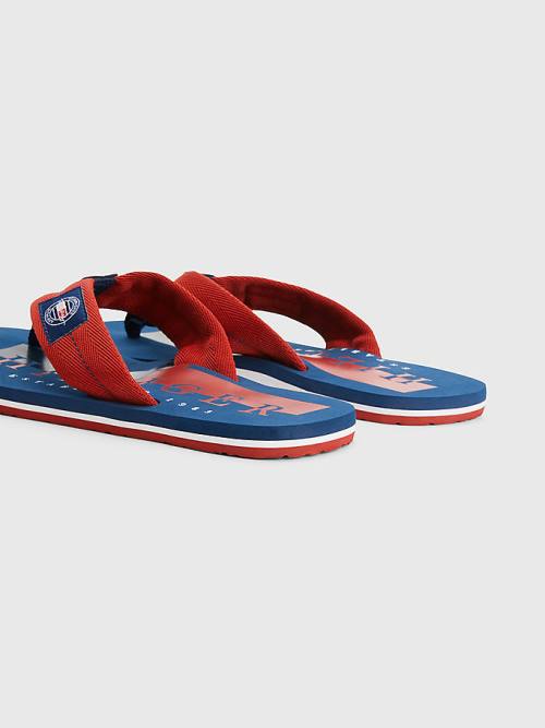 Tommy Hilfiger Logo Patch Flip-Flops Sandalet Erkek Kırmızı | TH308ROE