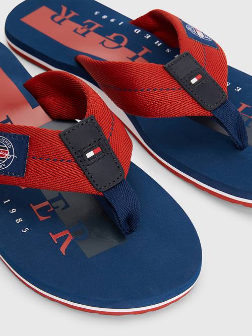 Tommy Hilfiger Logo Patch Flip-Flops Sandalet Erkek Kırmızı | TH308ROE