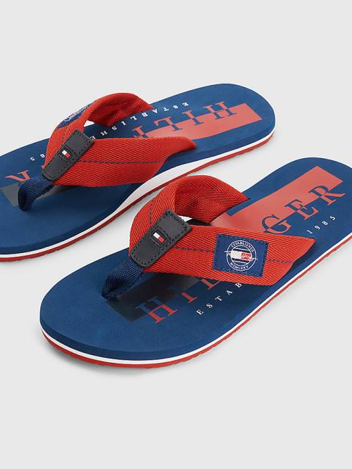 Tommy Hilfiger Logo Patch Flip-Flops Sandalet Erkek Kırmızı | TH308ROE