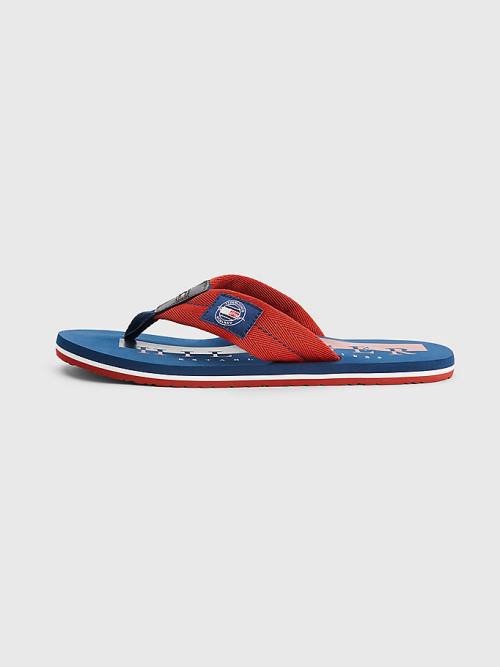 Tommy Hilfiger Logo Patch Flip-Flops Sandalet Erkek Kırmızı | TH308ROE