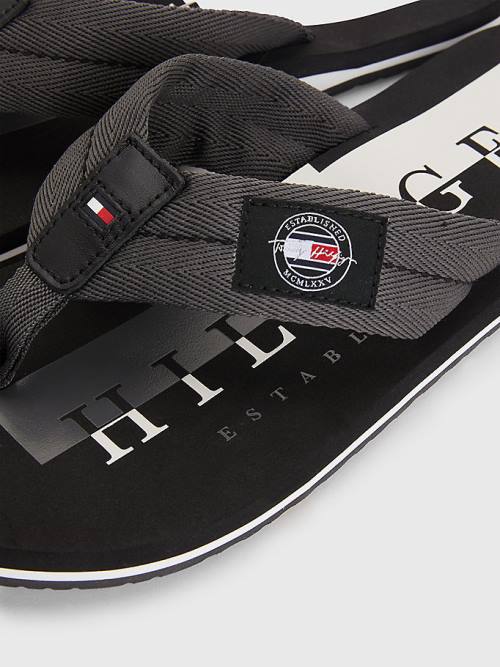 Tommy Hilfiger Logo Patch Flip-Flops Sandalet Erkek Gri | TH326CBH