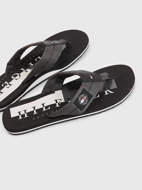 Tommy Hilfiger Logo Patch Flip-Flops Sandalet Erkek Gri | TH326CBH