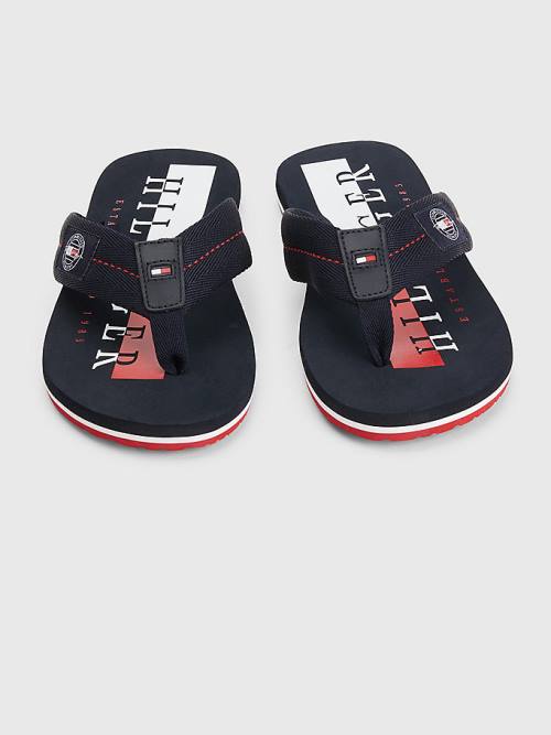 Tommy Hilfiger Logo Patch Flip-Flops Sandalet Erkek Mavi | TH583CUA