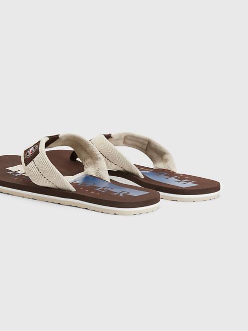 Tommy Hilfiger Logo Patch Flip-Flops Sandalet Erkek Bej Rengi | TH817JXV