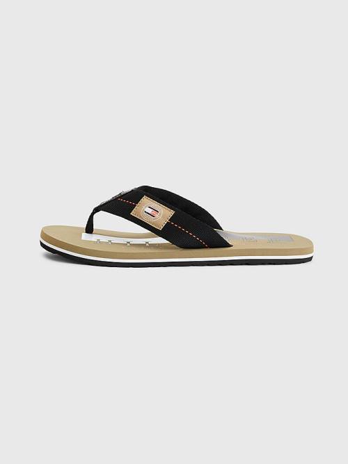 Tommy Hilfiger Logo Patch Flip-Flops Sandalet Erkek Siyah | TH862IPC