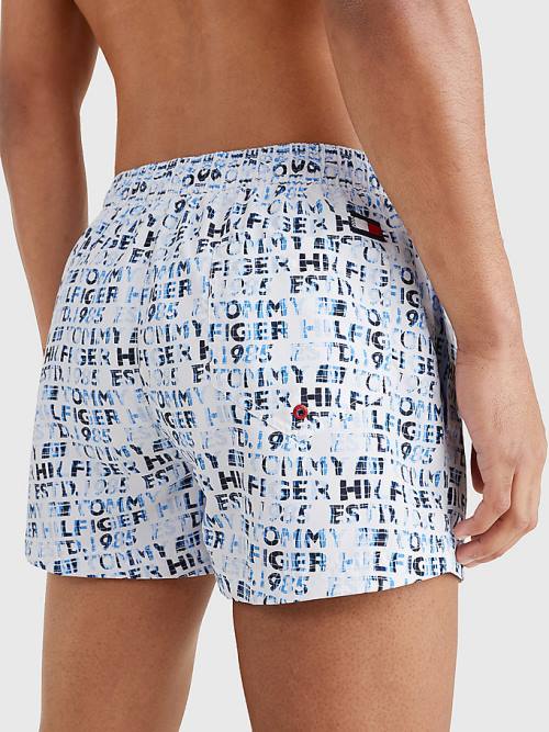 Tommy Hilfiger Logo Print Kısa Length Shorts Mayo Erkek Beyaz | TH198XZM