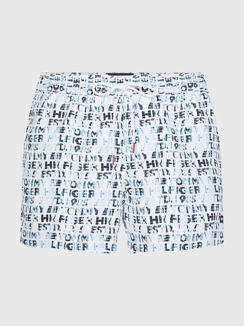 Tommy Hilfiger Logo Print Kısa Length Shorts Mayo Erkek Beyaz | TH198XZM