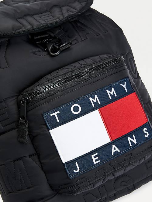 Tommy Hilfiger Logo Quilting Puffer Backpack Çanta Erkek Siyah | TH315NCP