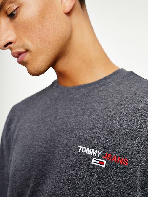 Tommy Hilfiger Logo Recycled Long Sleeve Tişört Erkek Siyah | TH469TAX