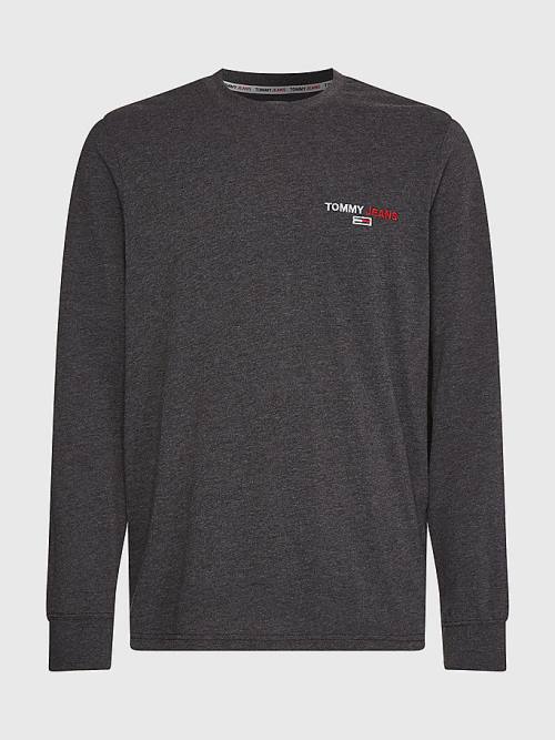 Tommy Hilfiger Logo Recycled Long Sleeve Tişört Erkek Siyah | TH469TAX