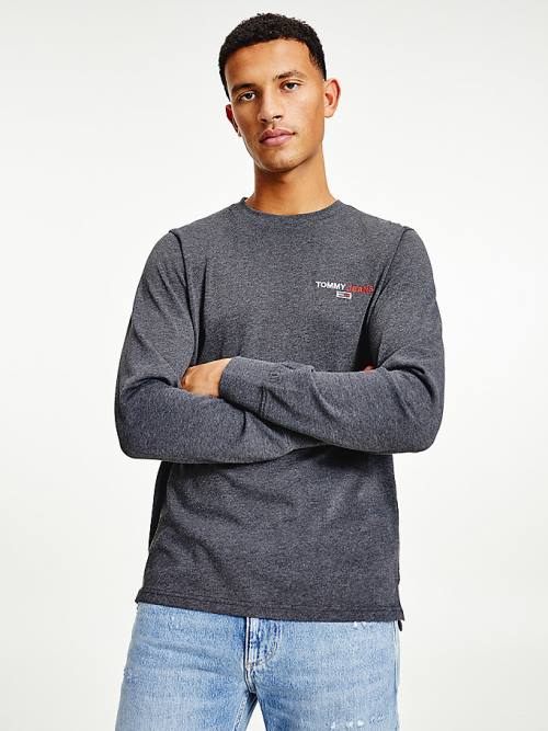 Tommy Hilfiger Logo Recycled Long Sleeve Tişört Erkek Siyah | TH469TAX