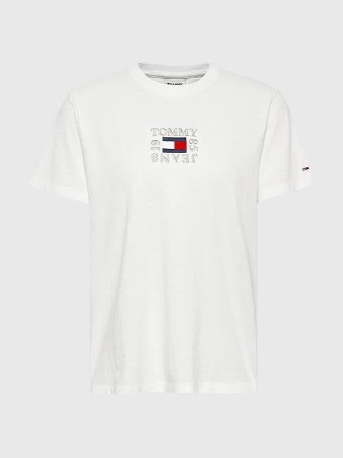 Tommy Hilfiger Logo Relaxed Fit Tişört Kadın Beyaz | TH504ZNY