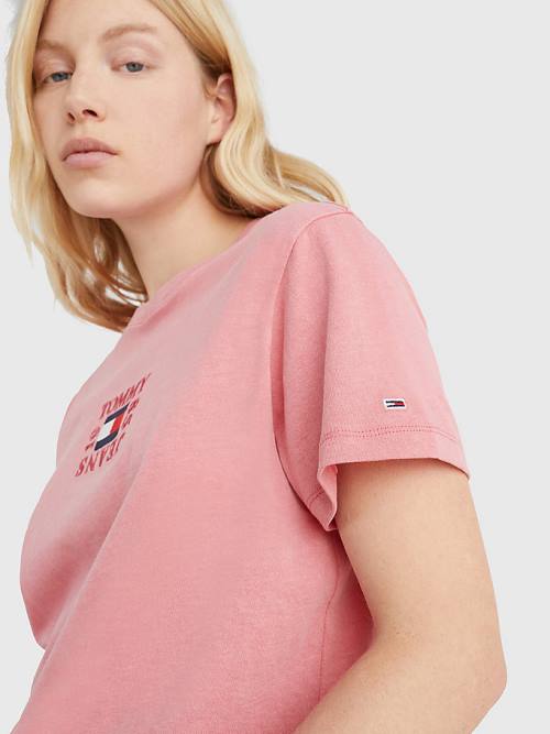 Tommy Hilfiger Logo Relaxed Fit Tişört Kadın Pembe | TH901QAB