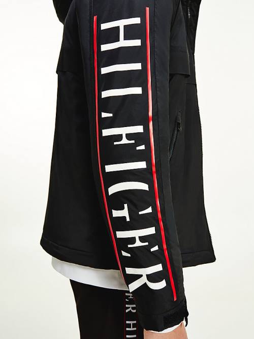 Tommy Hilfiger Logo Sleeve Removable Hood Ceket Erkek Siyah | TH502AJB