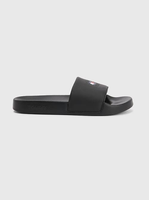 Tommy Hilfiger Logo Slides Sandalet Kadın Siyah | TH186TWL