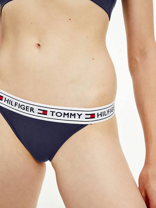 Tommy Hilfiger Logo Stretch Pamuklu Briefs İç Giyim Kadın Mavi | TH241XWU