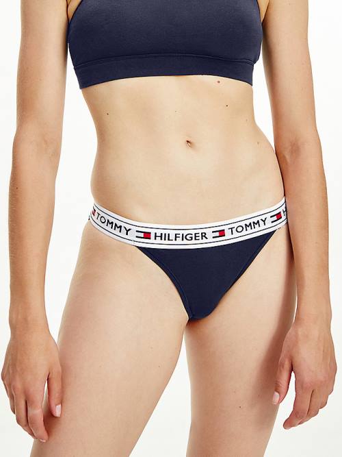 Tommy Hilfiger Logo Stretch Pamuklu Briefs İç Giyim Kadın Mavi | TH241XWU