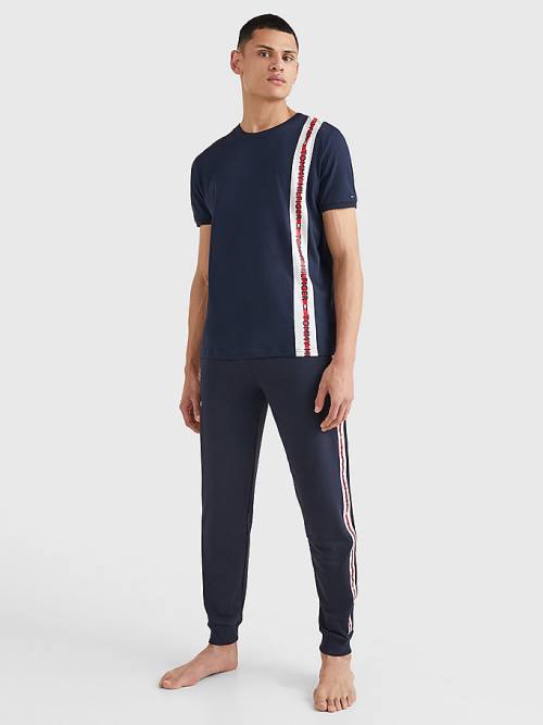 Tommy Hilfiger Logo Stripe Pijama Erkek Mavi | TH269UDI