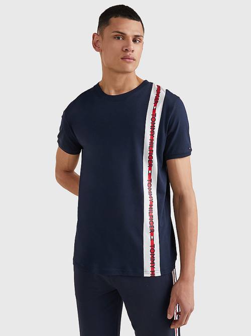 Tommy Hilfiger Logo Stripe Pijama Erkek Mavi | TH269UDI