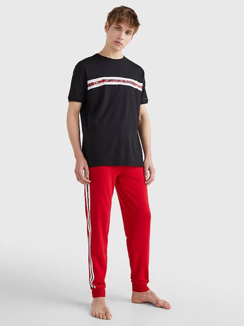 Tommy Hilfiger Logo Stripe Pijama Erkek Siyah | TH695SVO