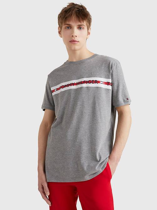 Tommy Hilfiger Logo Stripe Pijama Erkek Gri | TH795NWJ