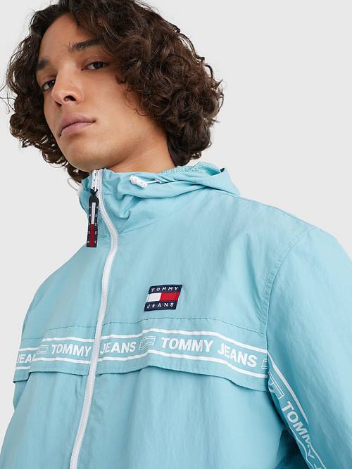 Tommy Hilfiger Logo Tape Chicago Windbreaker Ceket Erkek Mavi | TH078LJG