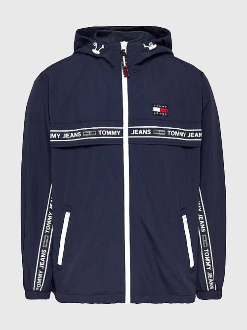 Tommy Hilfiger Logo Tape Chicago Windbreaker Ceket Erkek Mavi | TH159ROK