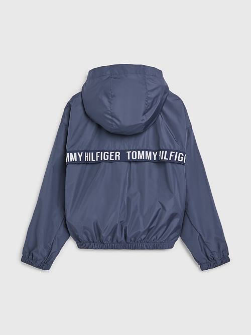 Tommy Hilfiger Logo Tape Chicago Windbreaker Ceket Kiz Çocuk Mavi | TH265KJP