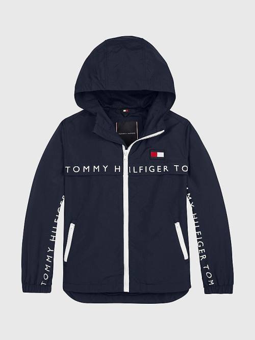 Tommy Hilfiger Logo Tape Chicago Windbreaker Ceket Kiz Çocuk Mavi | TH287XOU