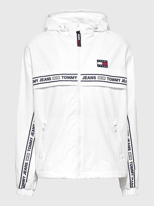 Tommy Hilfiger Logo Tape Chicago Windbreaker Ceket Kadın Beyaz | TH423QDJ