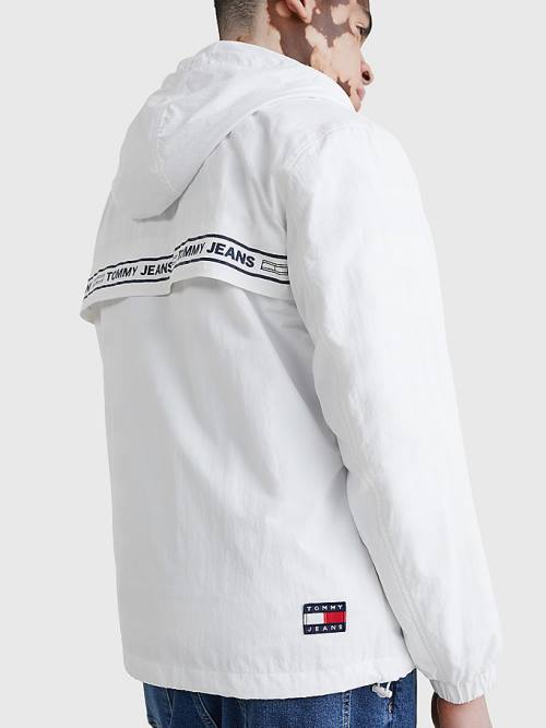 Tommy Hilfiger Logo Tape Chicago Windbreaker Ceket Erkek Beyaz | TH813HUV