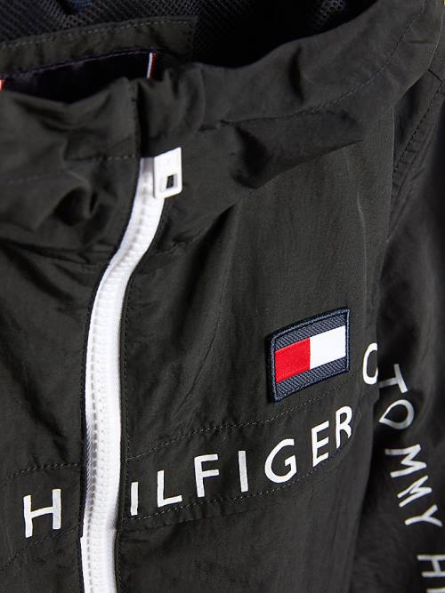 Tommy Hilfiger Logo Tape Chicago Windbreaker Ceket Erkek Çocuk Siyah | TH835TYU