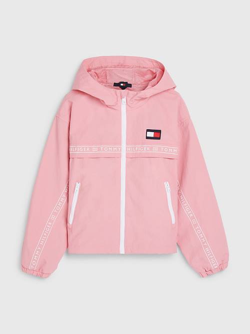 Tommy Hilfiger Logo Tape Chicago Windbreaker Ceket Kiz Çocuk Pembe | TH948ZWK