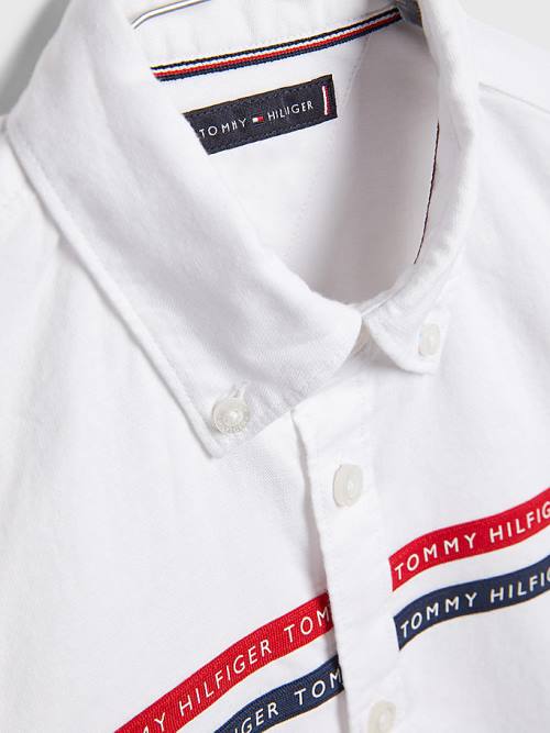 Tommy Hilfiger Logo Tape Oxford Gömlek Erkek Çocuk Beyaz | TH205OQI