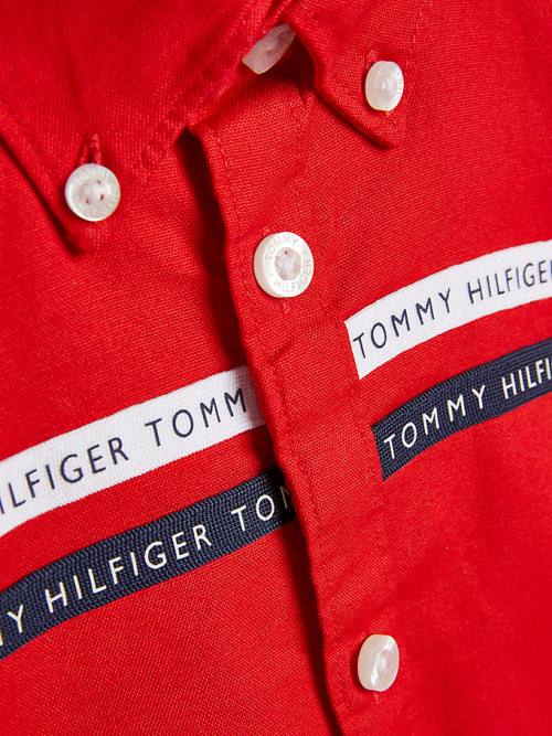 Tommy Hilfiger Logo Tape Oxford Gömlek Erkek Çocuk Kırmızı | TH738HBD